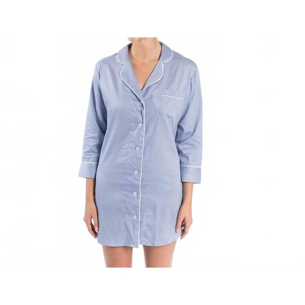 NEW BELLA IL FIORE button-down sleep shirt in blue